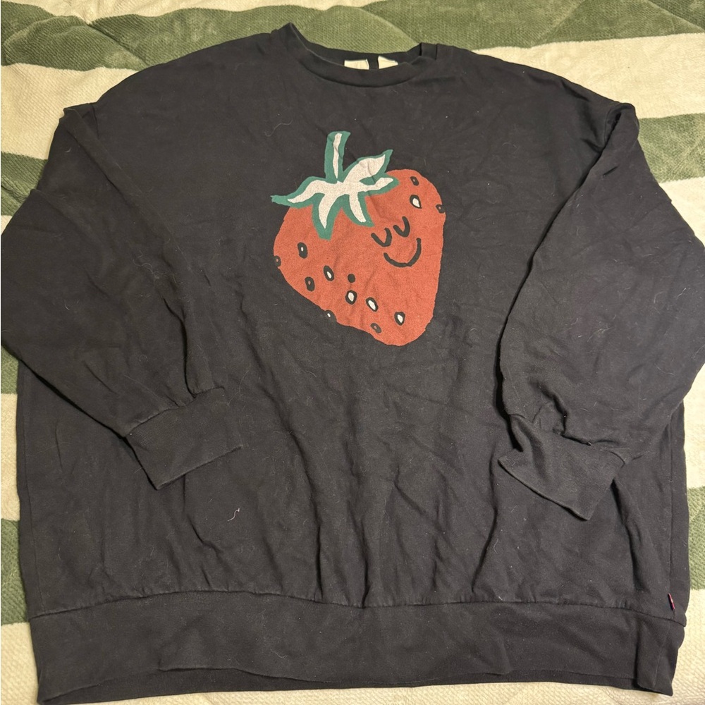 Levi's Black Crewneck Sweater with Strawberry Design